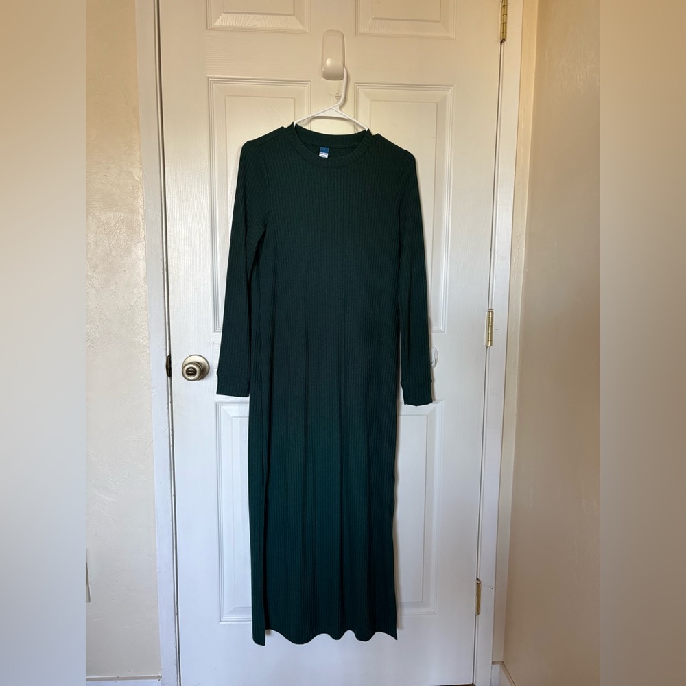 Old Navy Dark Green Long Sleeve Knit Dress